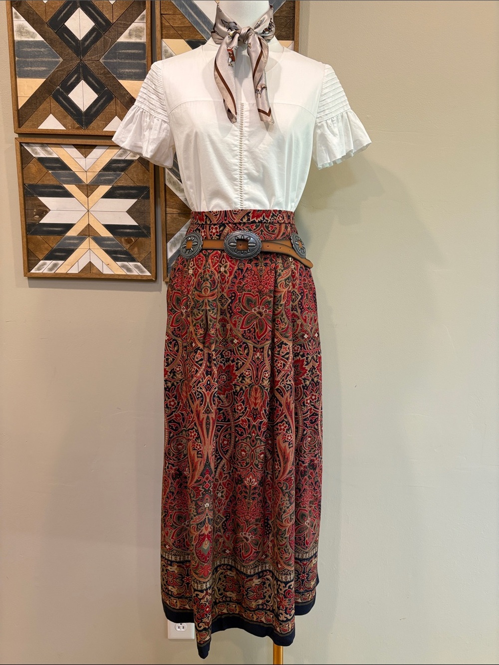 Vintage Pendleton Paisley Pleated Long A-Line Skirt size Medium / 10